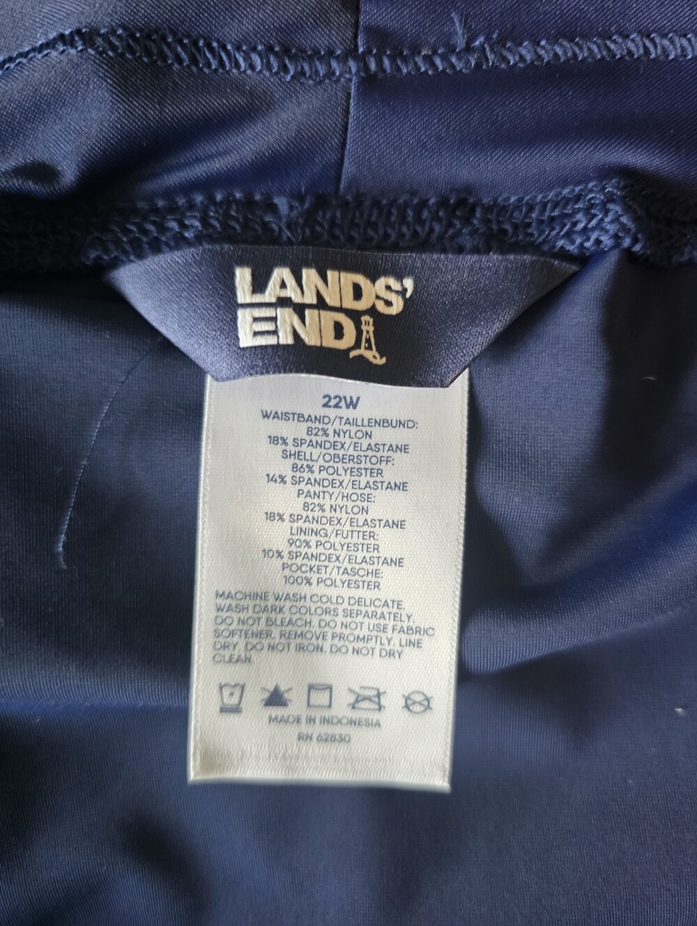 Lands’ End SunShade Swim Board Shorts with Panty Navy Blue Plus Size 22W - Picture 5 of 8